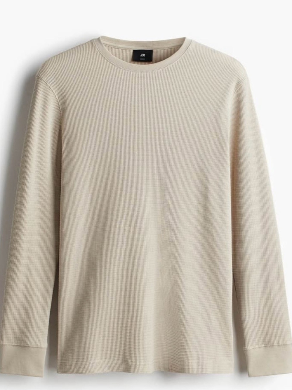 H&M Men's Beige Waffle Knit Crewneck Sweater